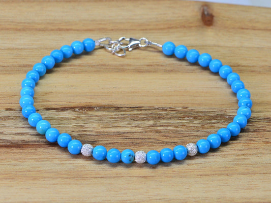 Sleeping Beauty Turquoise Bracelet: Sterling Silver, Baby Blue Healing Stone