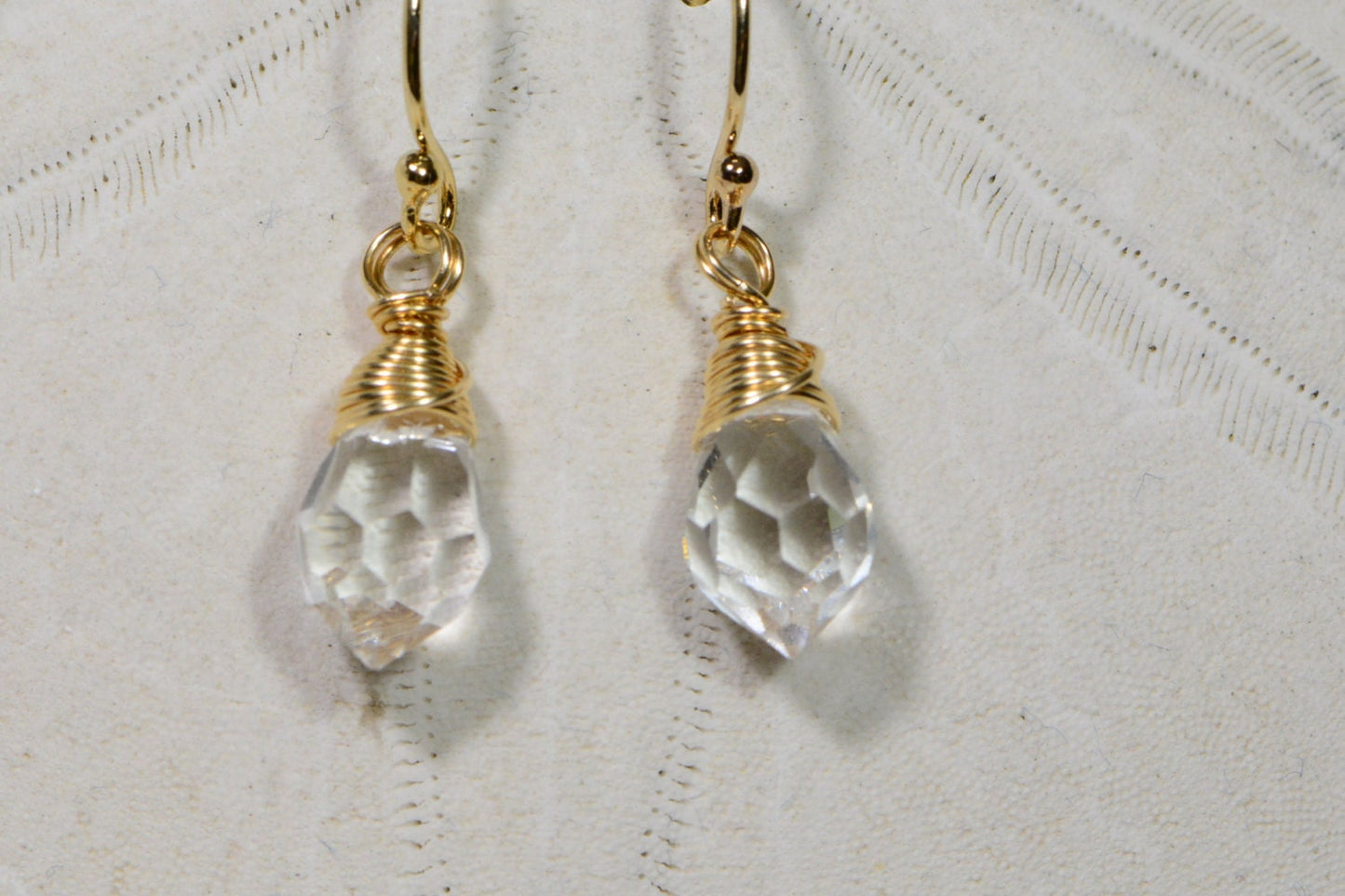 Crystal Drop Earrings, 14K Gold Filled Wire Wrapped Jewelry