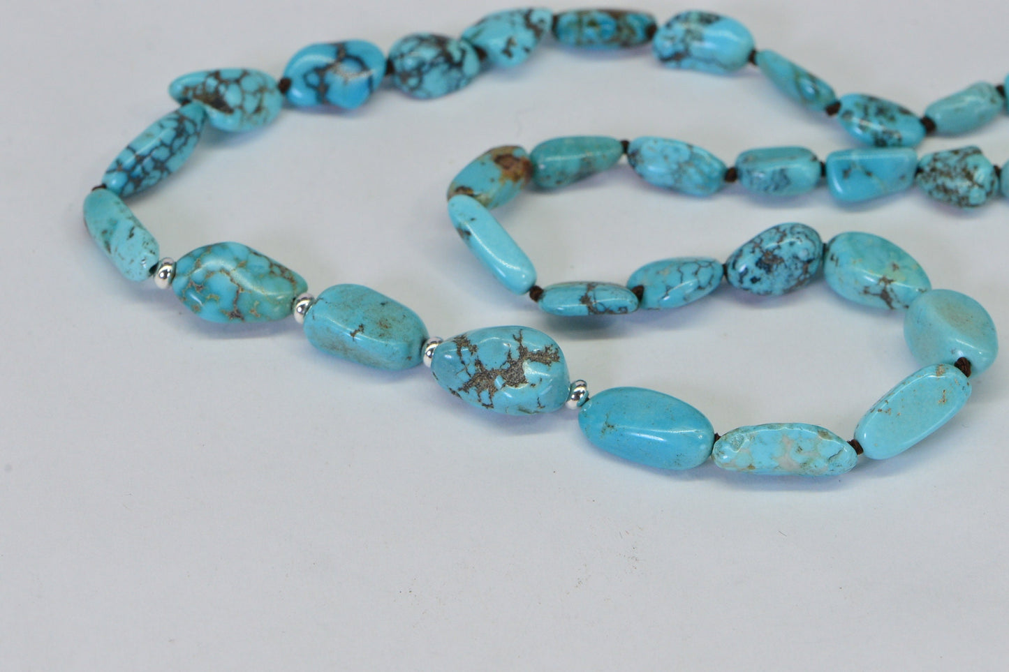 Natural Kingman Turquoise Nugget Necklace: Knotted Gemstone Jewelry