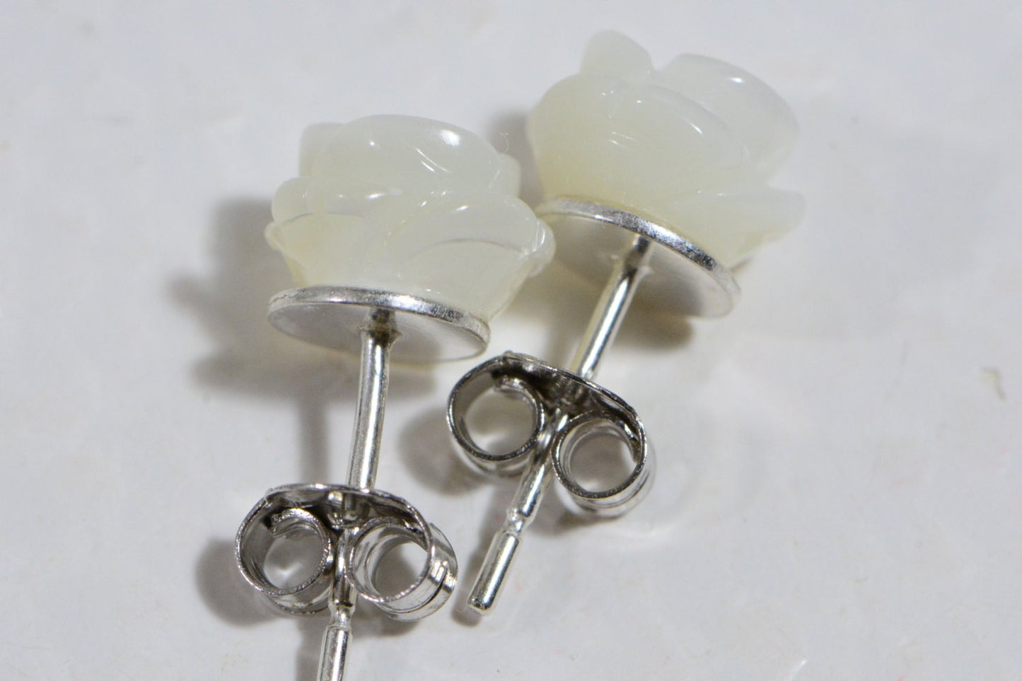 Shell Rose Stud Earrings, Sterling Silver Posts