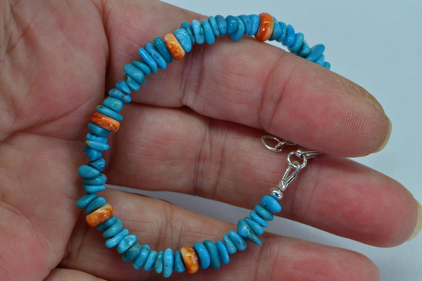 Sleeping Beauty Turquoise & Oyster Shell Bracelet - Sterling Silver