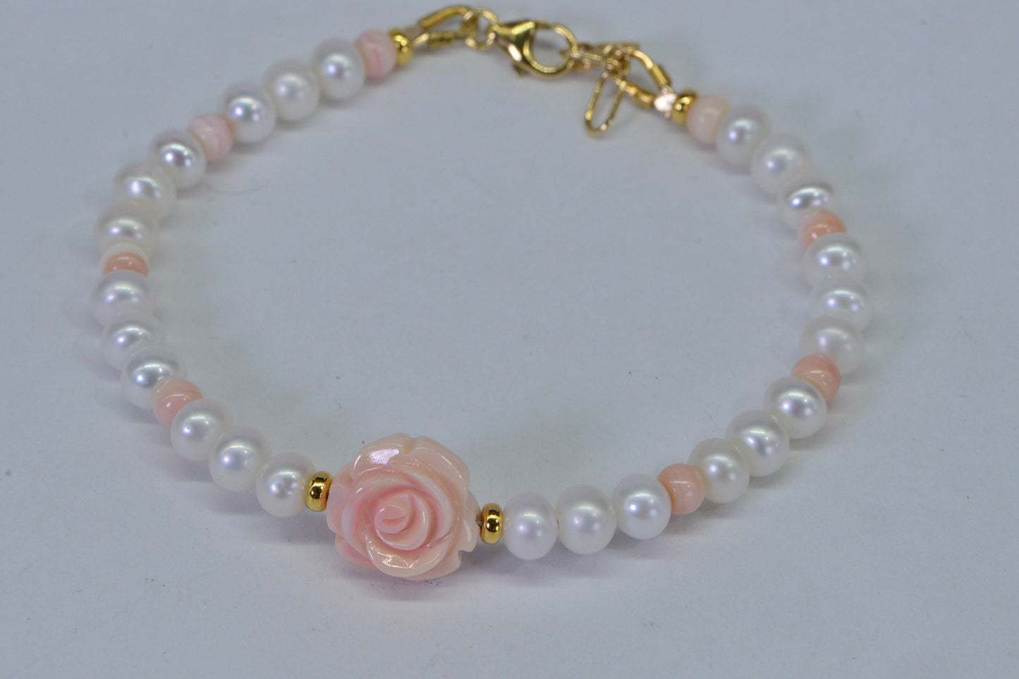 Pearl Flower Bracelet: Queen Conch Rose, 14K Gold-Filled Beads