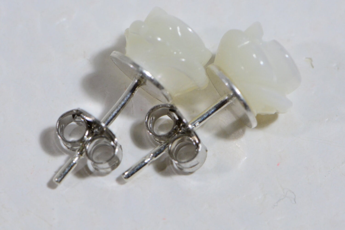 Shell Rose Stud Earrings, Sterling Silver Posts