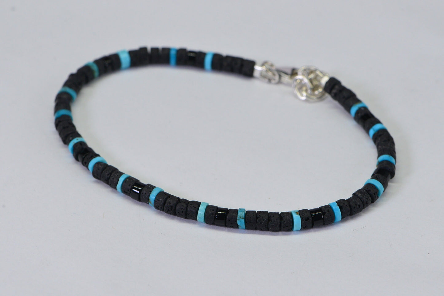Gemstone Bracelets For Man Black Lava Tourmaline Turquoise Triple Protection Prosperity Men Gift