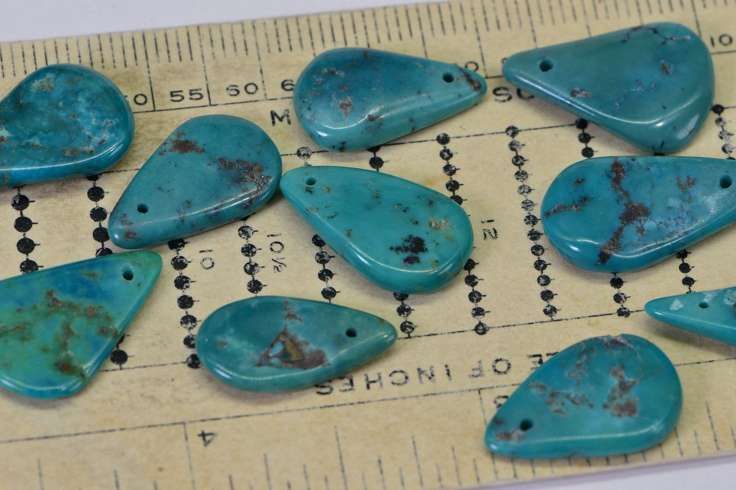 Flat Teardrops Beads Green Turquoise Natural Gemstone Bead Kingman  Beads Jewelry Making 56ct