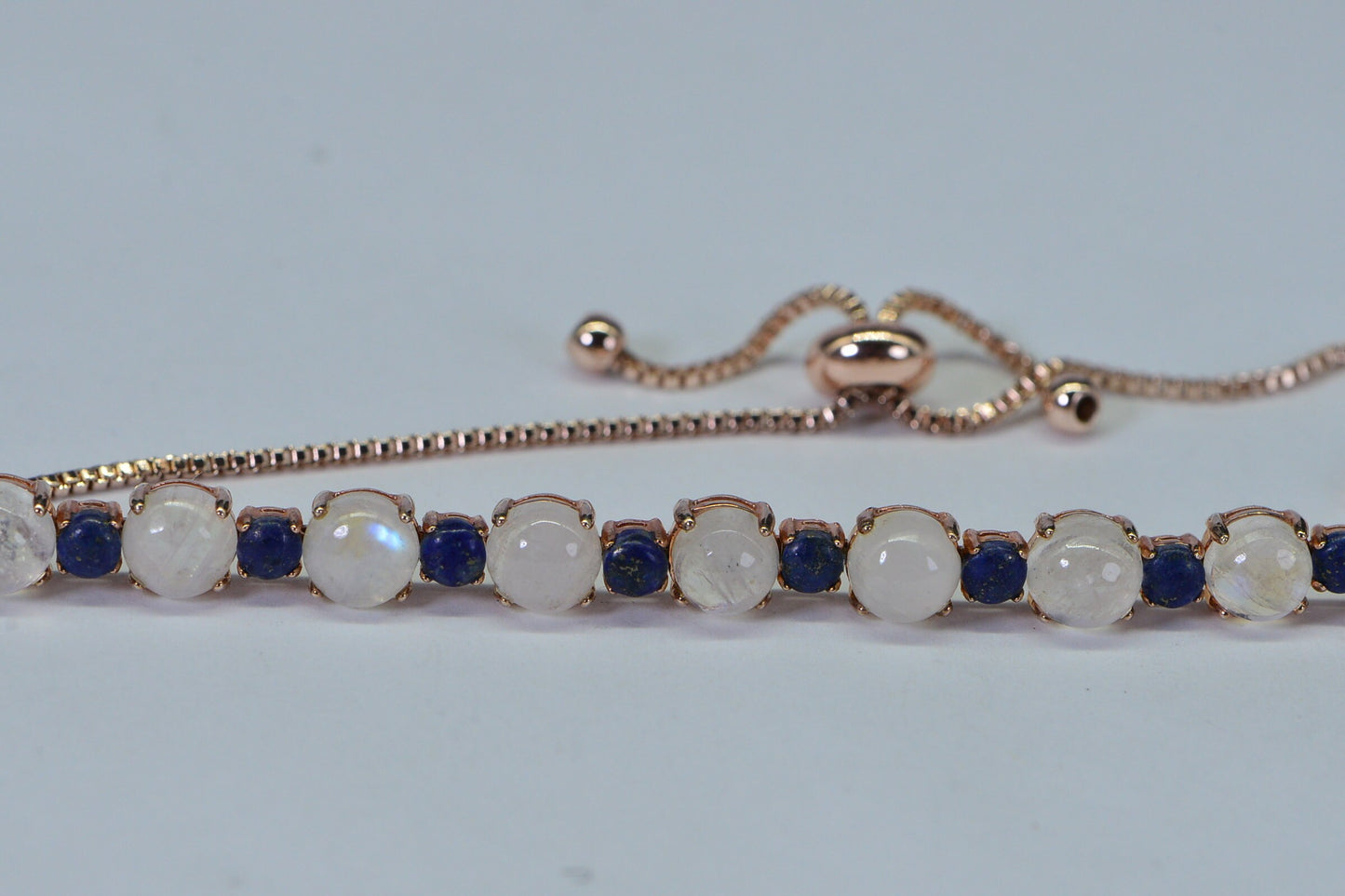 Moonstone & Lapis Lazuli Bolo Bracelet, 14K Rose Gold Over Sterling Silver