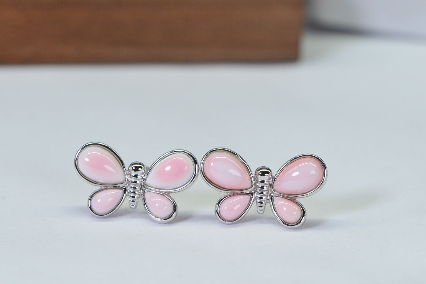 Queen Conch Shell Butterfly Earrings, Sterling Silver Studs