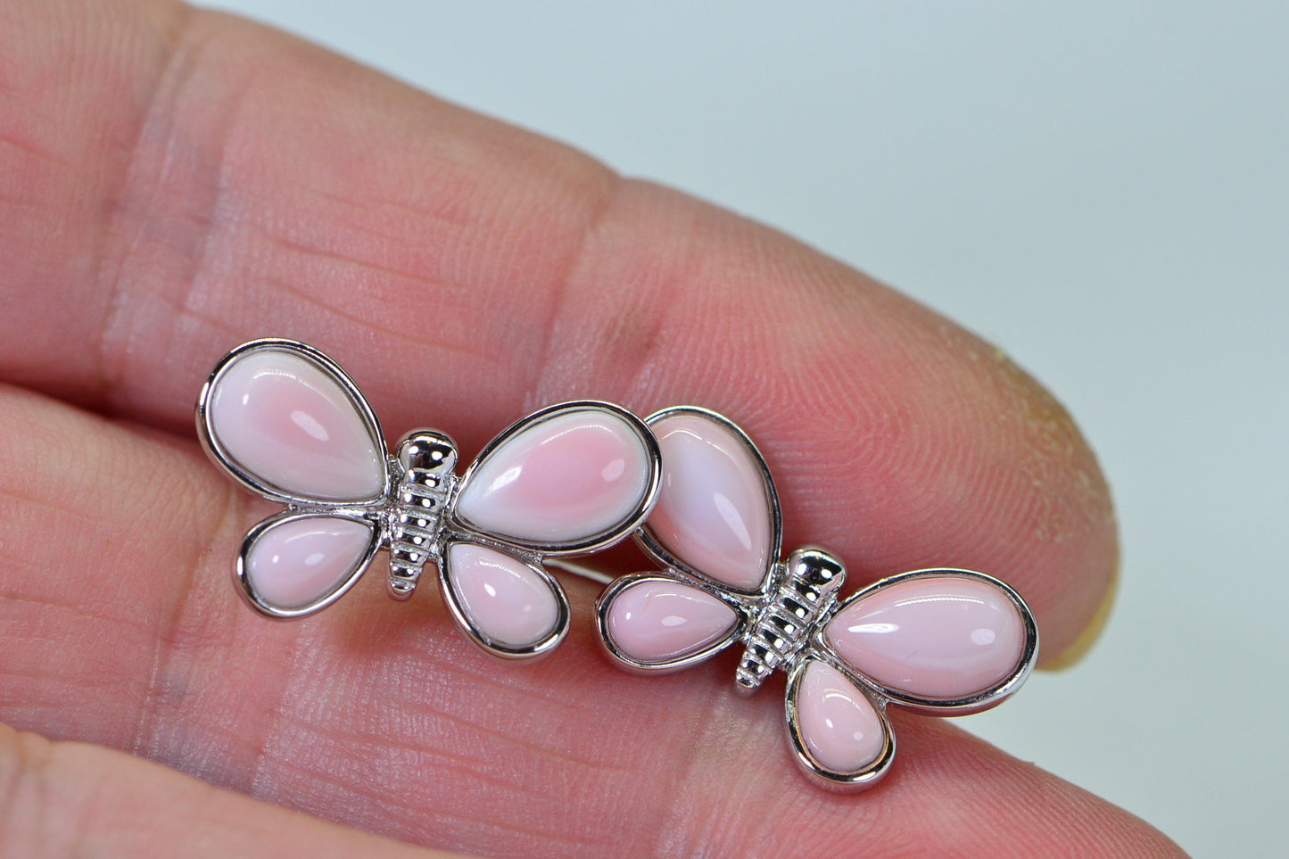 Queen Conch Shell Butterfly Earrings, Sterling Silver Studs