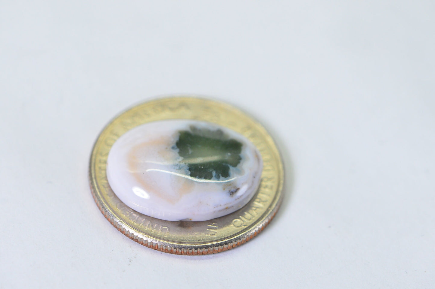 Ocean Jasper Cabochon: Green & White Gemstone, 19x14.5mm