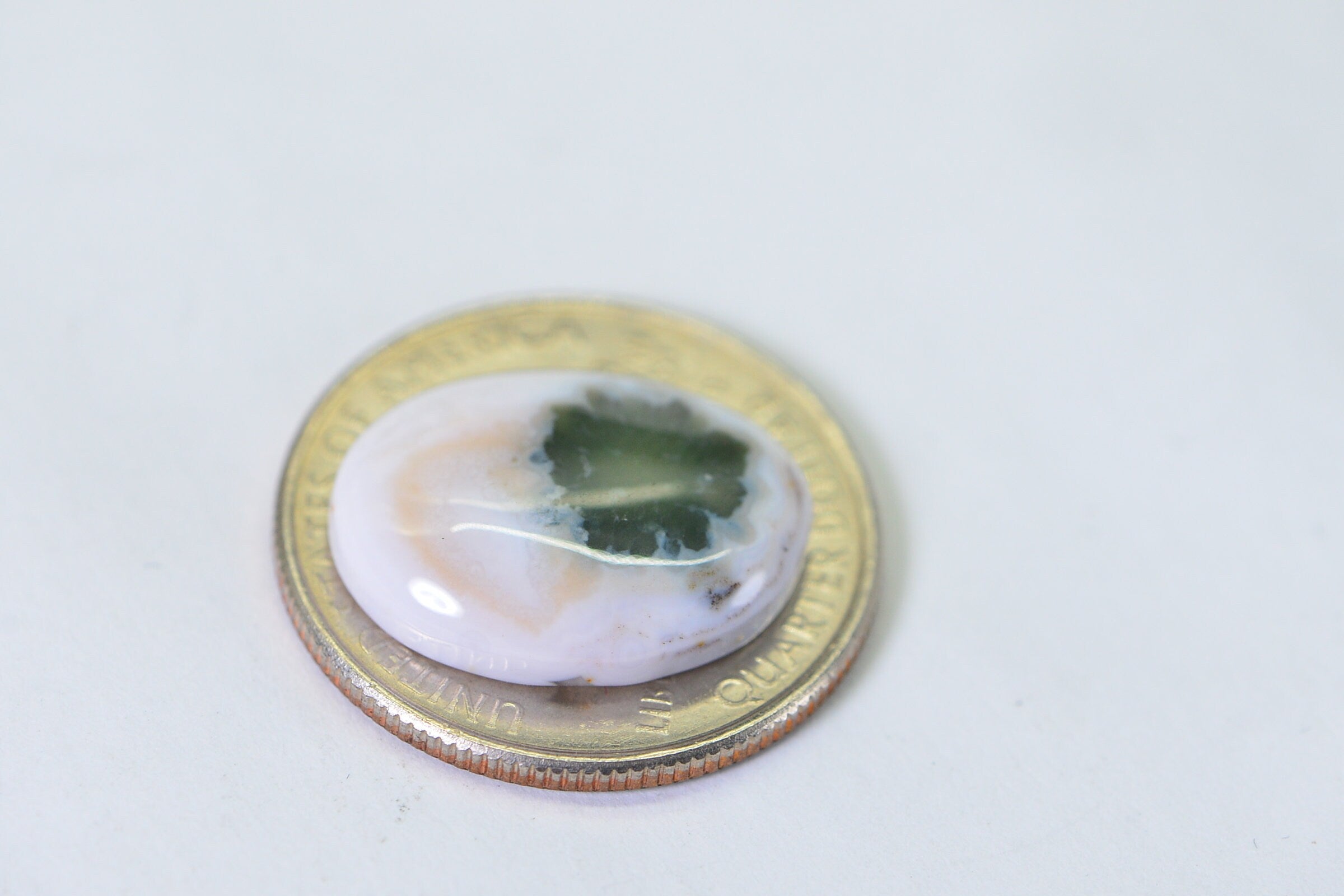 Ocean Jasper Cabochon: Green & White Gemstone, 19x14.5mm