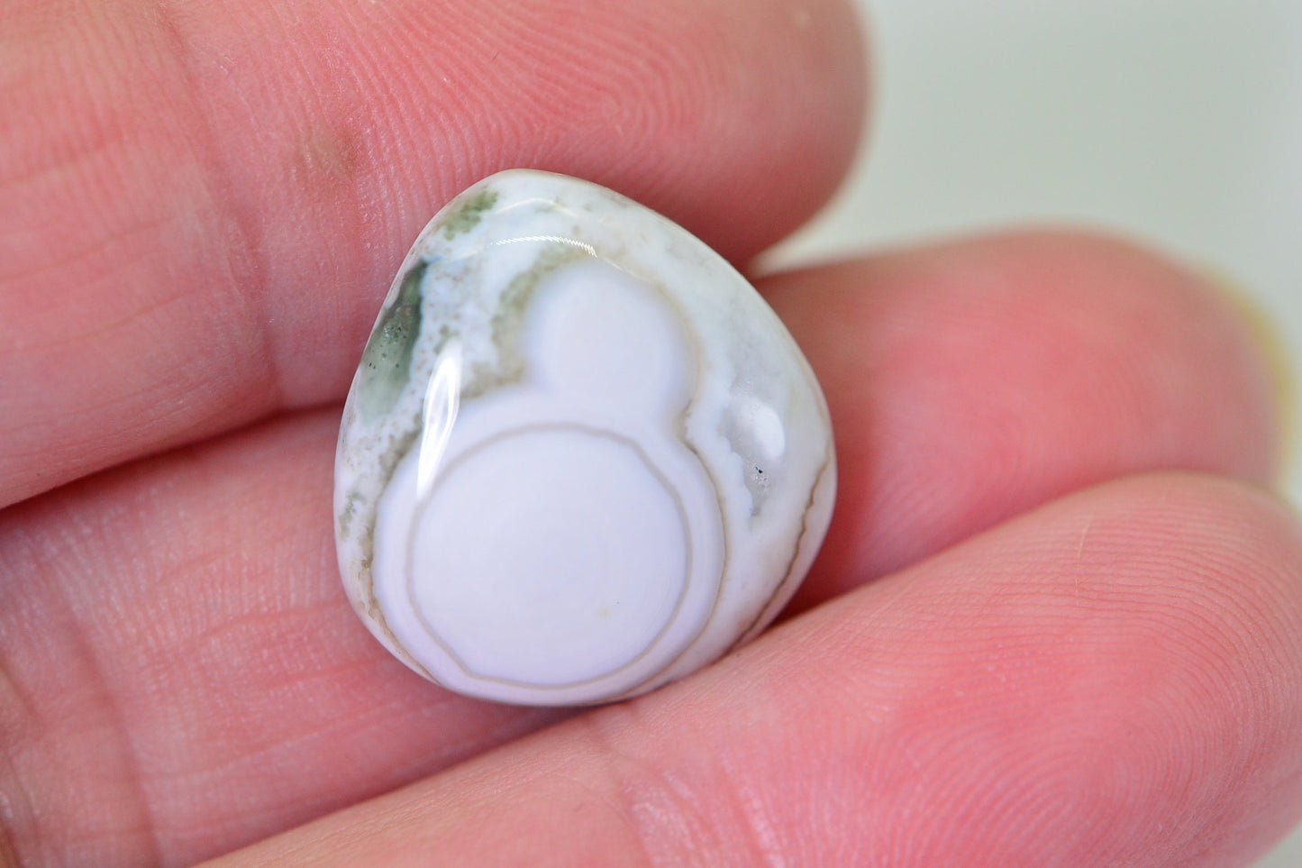 Ocean Jasper Cabochon: White & Green Gemstone, 12.75ct (18.5X17.5X5mm)