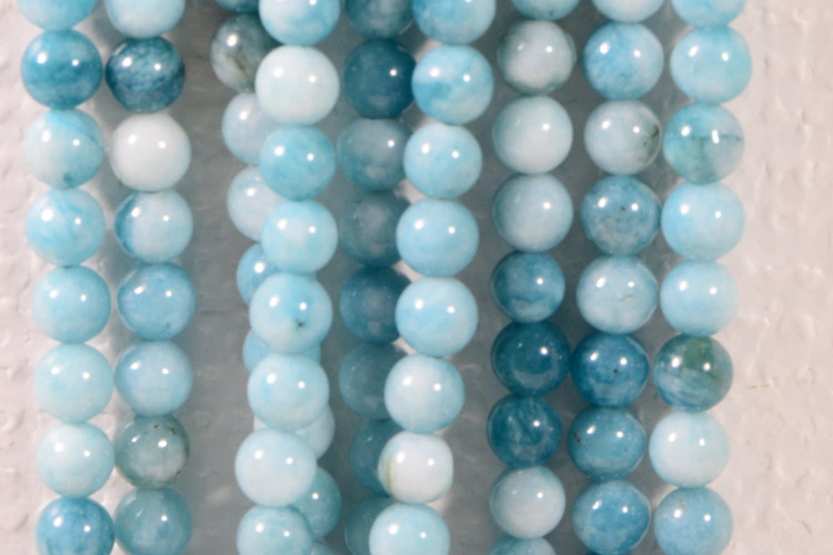 Larimar Quartz 6 mm Blue Natural Gemstone Beads Jewelry Making Supplies Full Strand