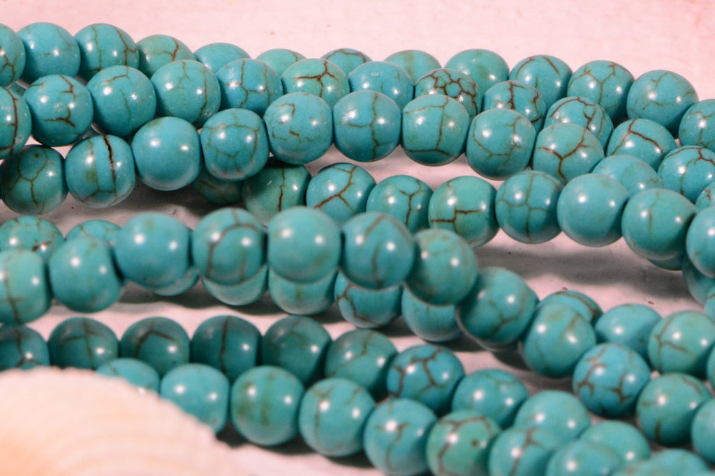6mm Howlite Round Beads Turquoise Blue Full Strands Gemstone Beads