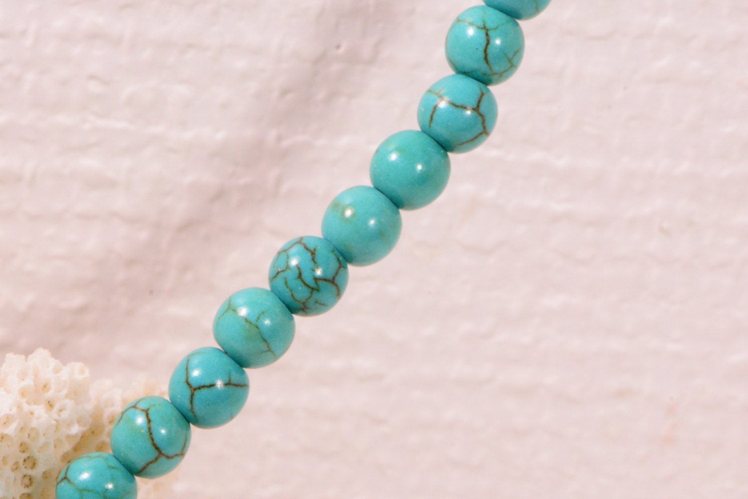 6mm Howlite Round Beads Turquoise Blue Full Strands Gemstone Beads