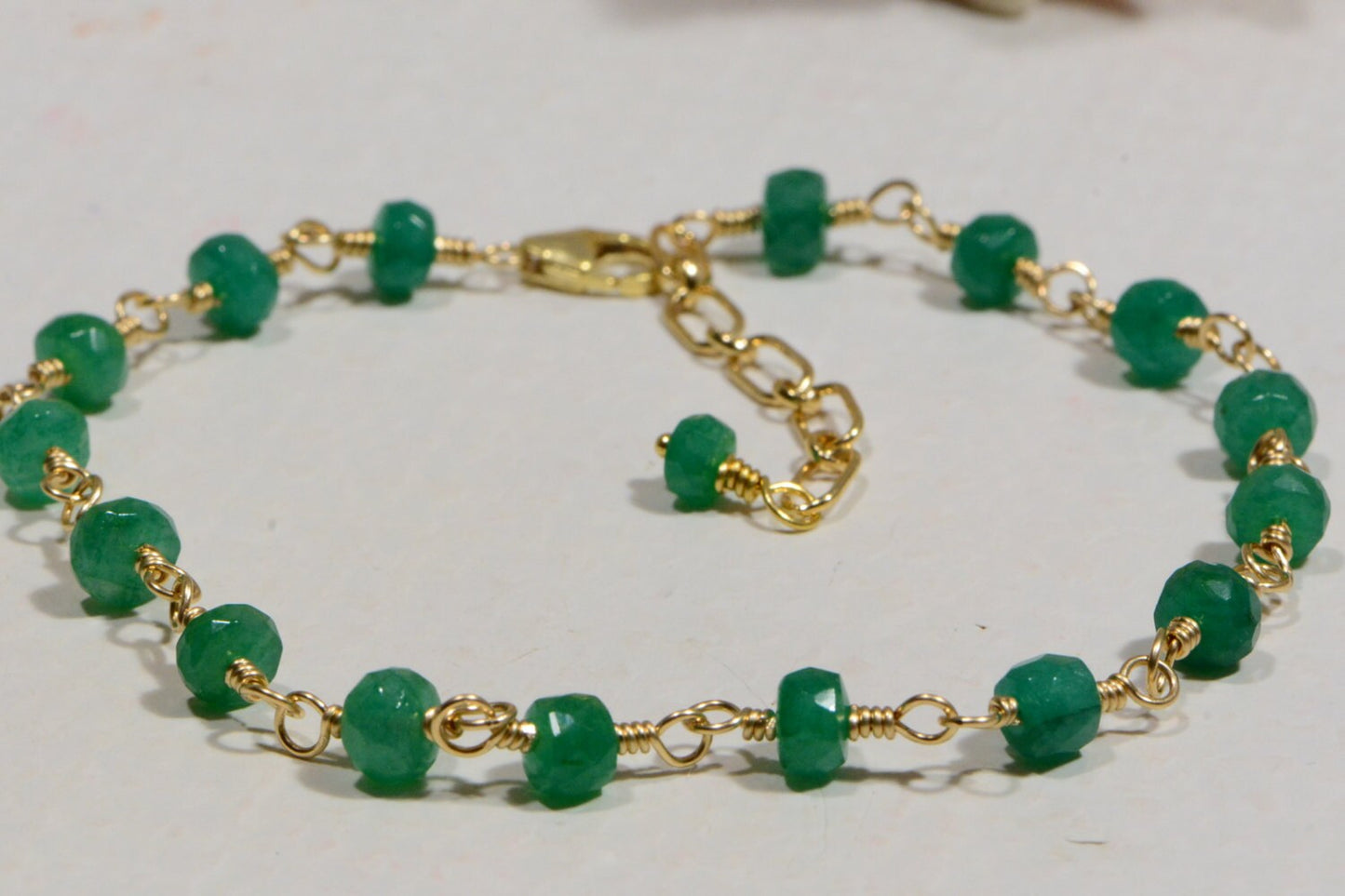 Colombian Emerald Wire Wrapped on 14K Gold Filled Wire Birthstone Jewelry