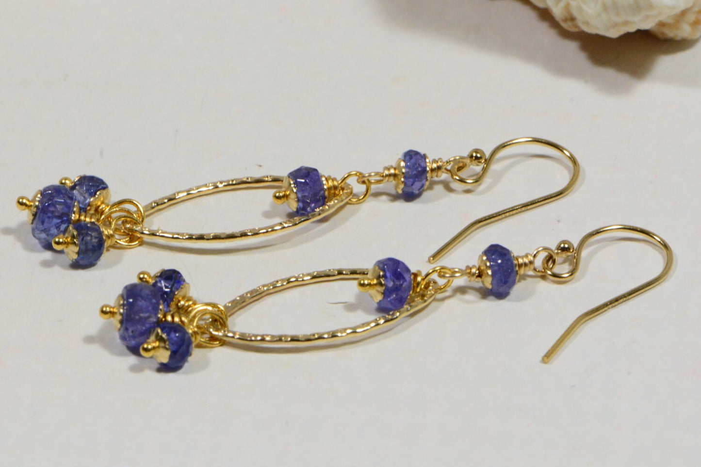 Tanzanite Earrings Wire wrapped Jewelry Birthstone Earrings 14K gold Filled  Gift for Her