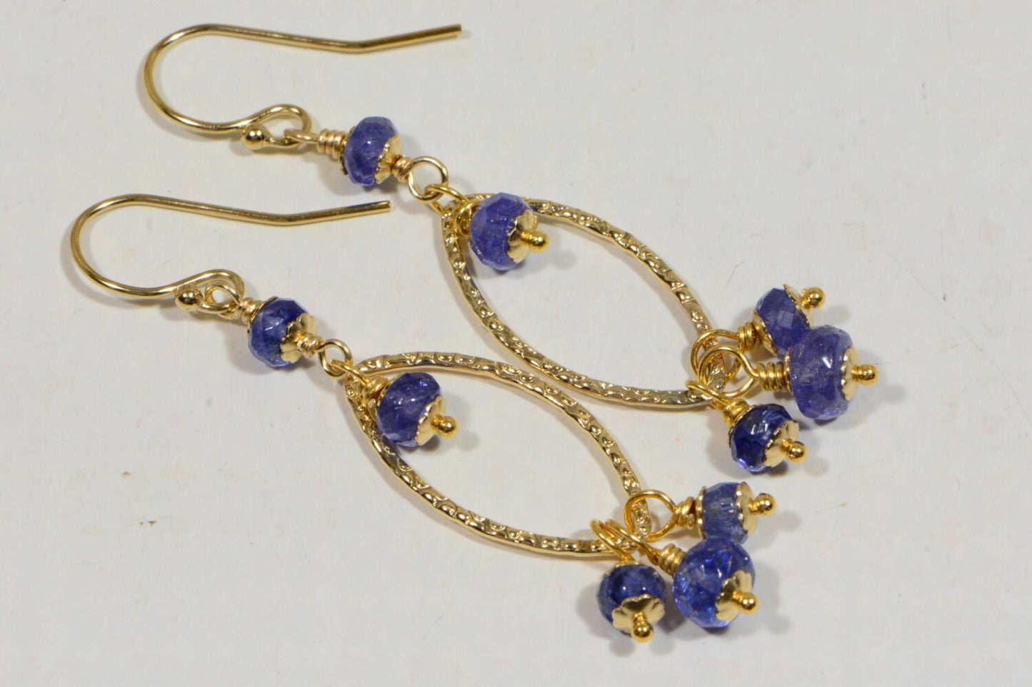 Tanzanite Earrings Wire wrapped Jewelry Birthstone Earrings 14K gold Filled  Gift for Her