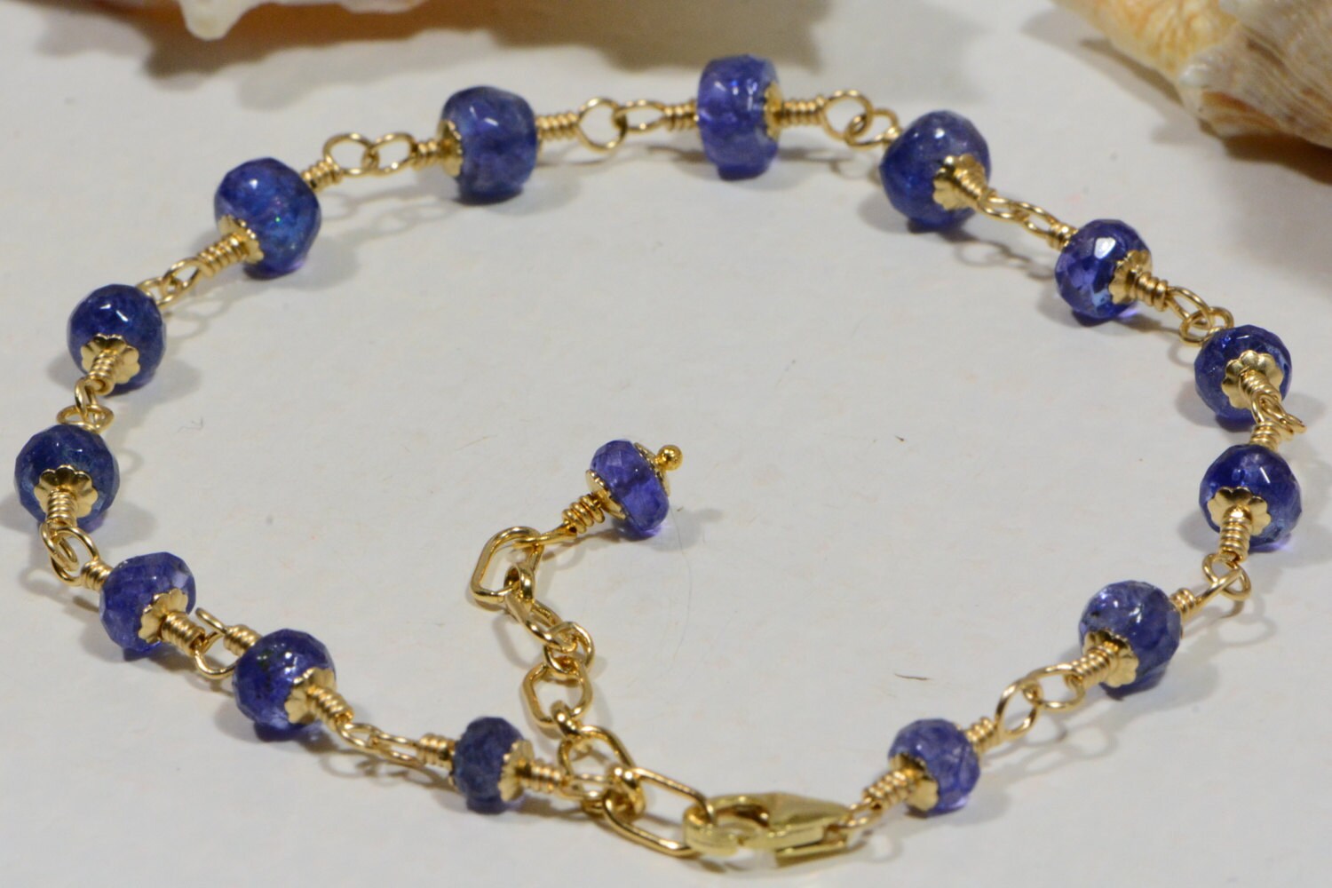 Tanzanite Bracelet: Handmade 14k Gold Filled Wire Wrapped Gemstone Jewelry