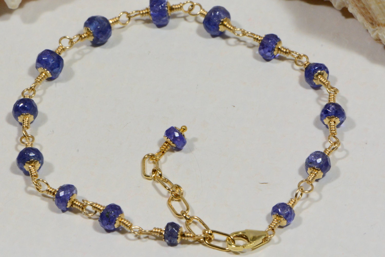 Tanzanite Bracelet: Handmade 14k Gold Filled Wire Wrapped Gemstone Jewelry