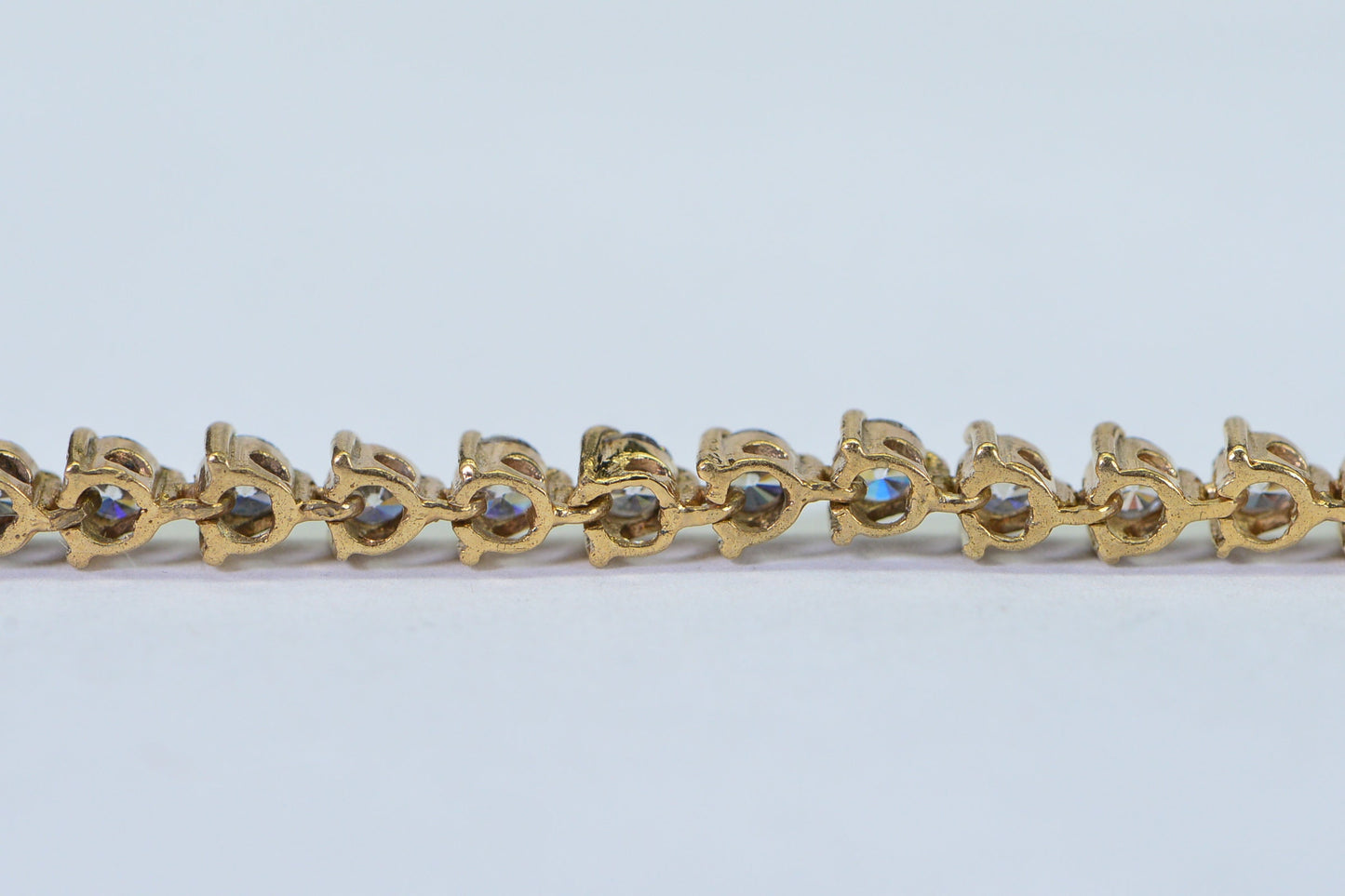 Simulated Diamond Tennis Bracelet: 14K Gold Over Sterling Silver, 8 Inch