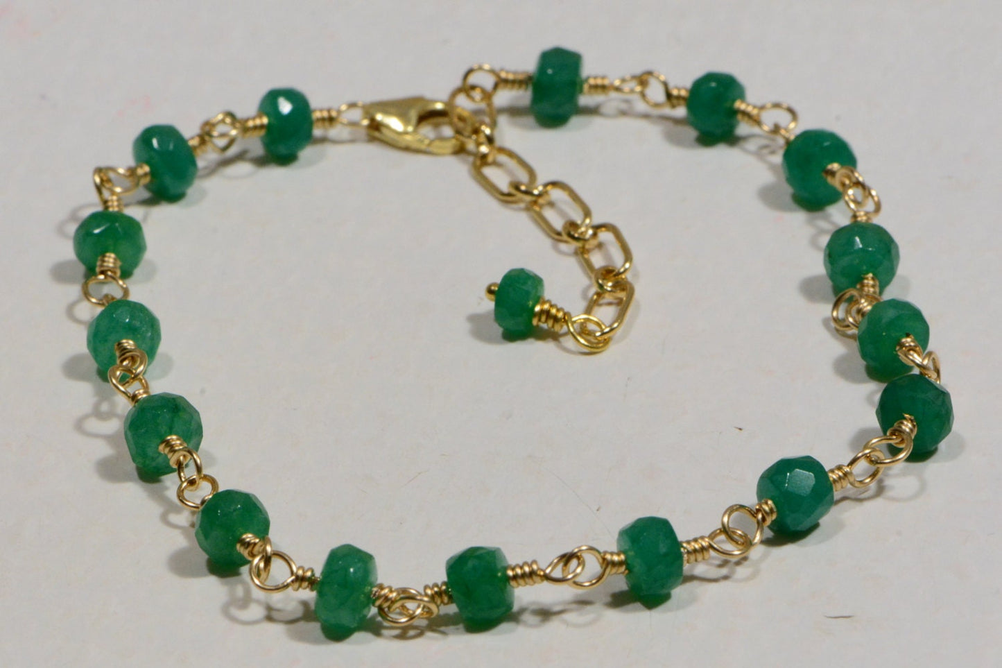 Colombian Emerald Wire Wrapped on 14K Gold Filled Wire Birthstone Jewelry