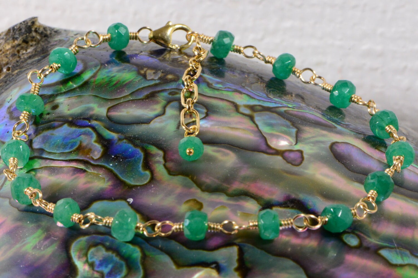 Colombian Emerald Wire Wrapped on 14K Gold Filled Wire Birthstone Jewelry