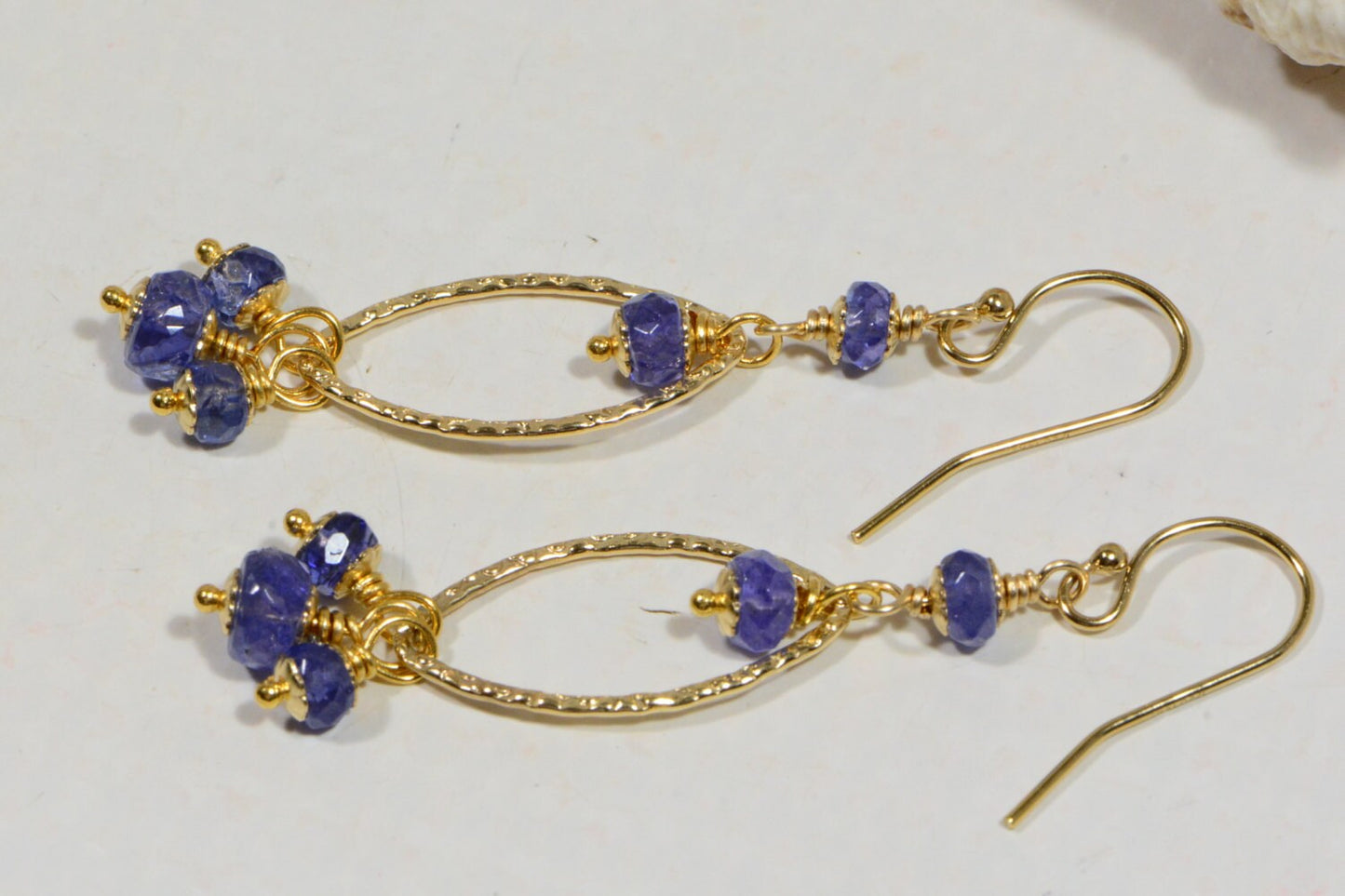 Tanzanite Earrings Wire wrapped Jewelry Birthstone Earrings 14K gold Filled  Gift for Her