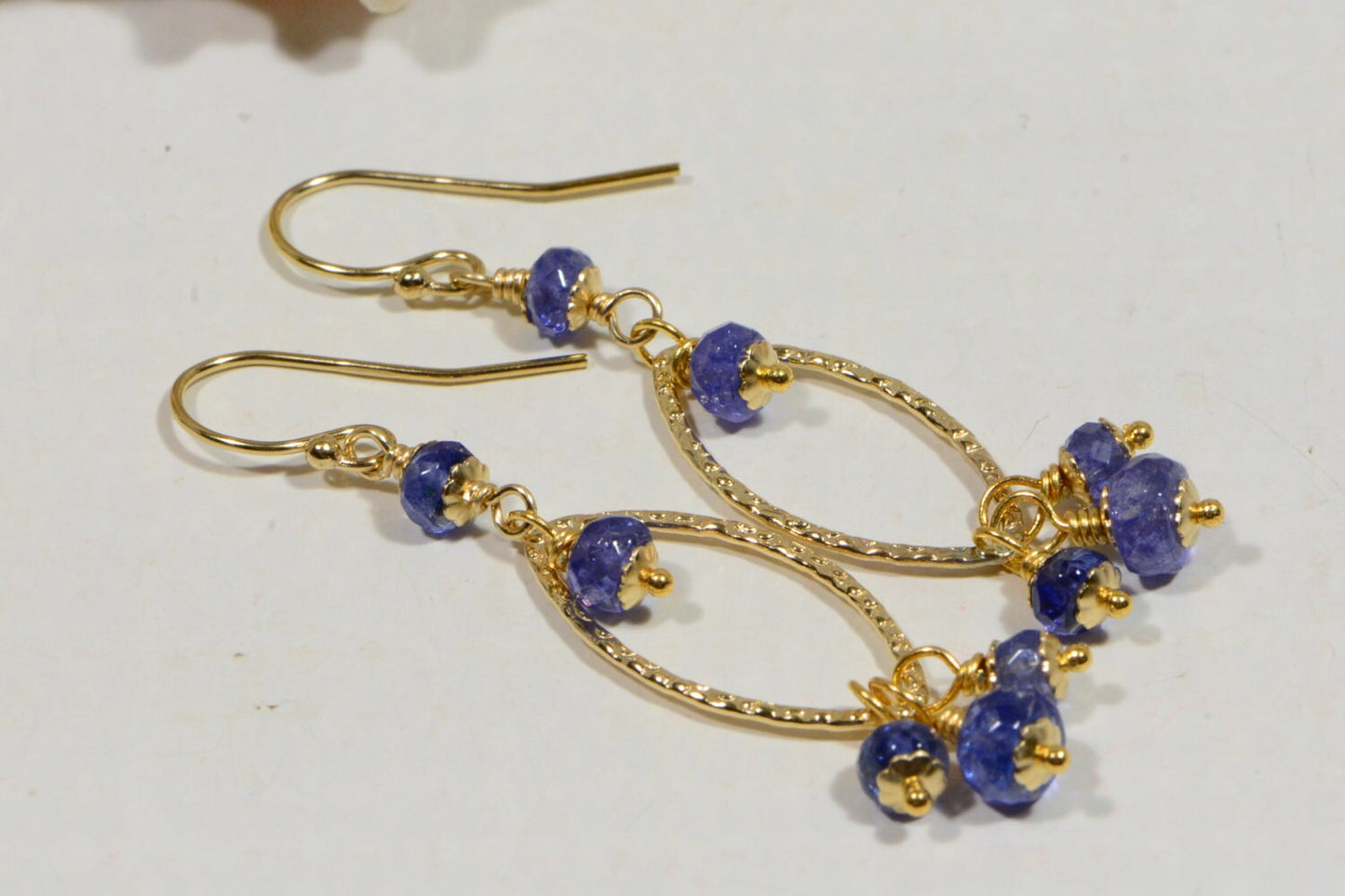 Tanzanite Earrings Wire wrapped Jewelry Birthstone Earrings 14K gold Filled  Gift for Her