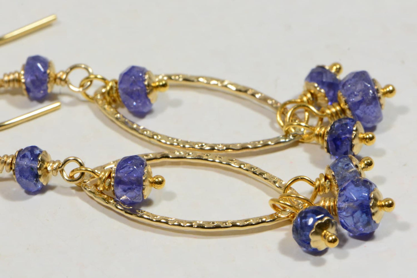 Tanzanite Earrings Wire wrapped Jewelry Birthstone Earrings 14K gold Filled  Gift for Her