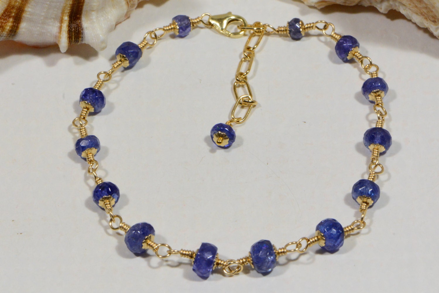 Tanzanite Bracelet: Handmade 14k Gold Filled Wire Wrapped Gemstone Jewelry