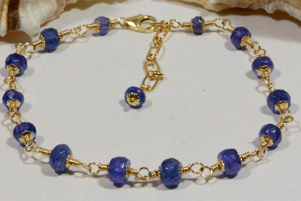 Tanzanite Bracelet: Handmade 14k Gold Filled Wire Wrapped Gemstone Jewelry