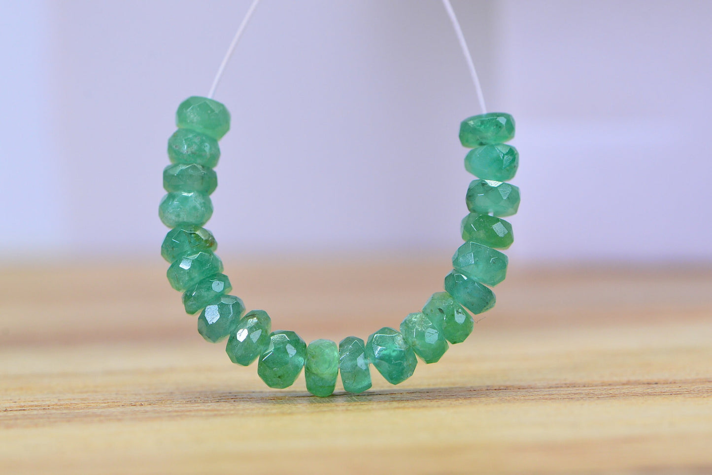 5ct Zambian Emerald Rondelle Beads: Natural Untreated Gemstone