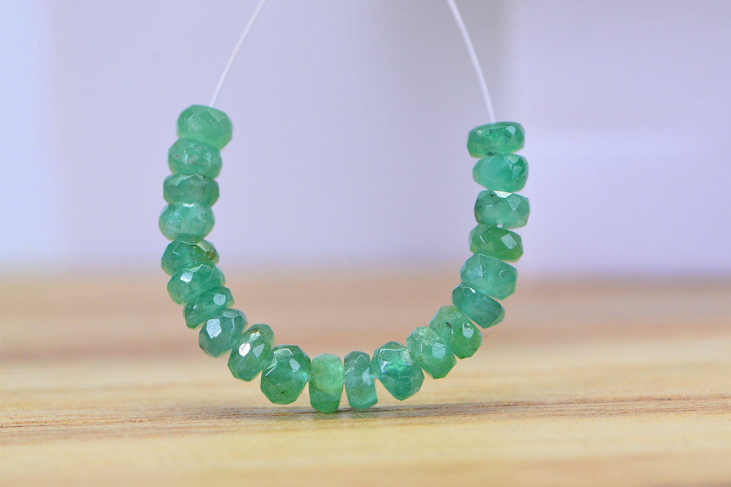 5ct Zambian Emerald Rondelle Beads: Natural Untreated Gemstone