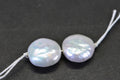 13mm White Coin Pearl Beads: Iridescent Freshwater Pearls, Loose (2 pc)