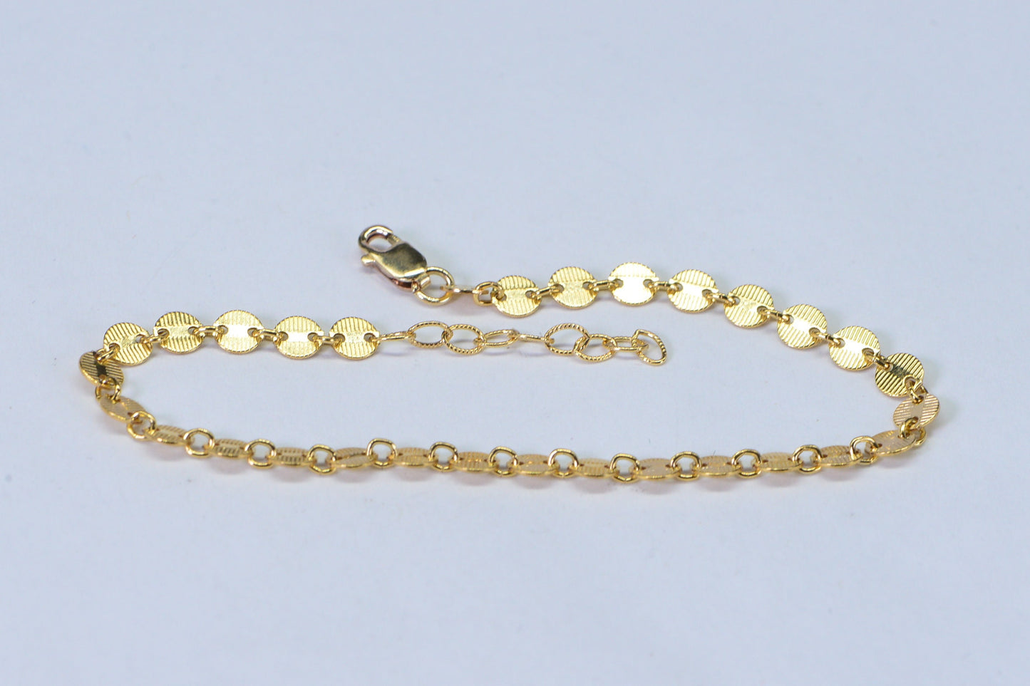 14K Yellow Gold Filled Coin Bracelet: Dainty Layering Chain