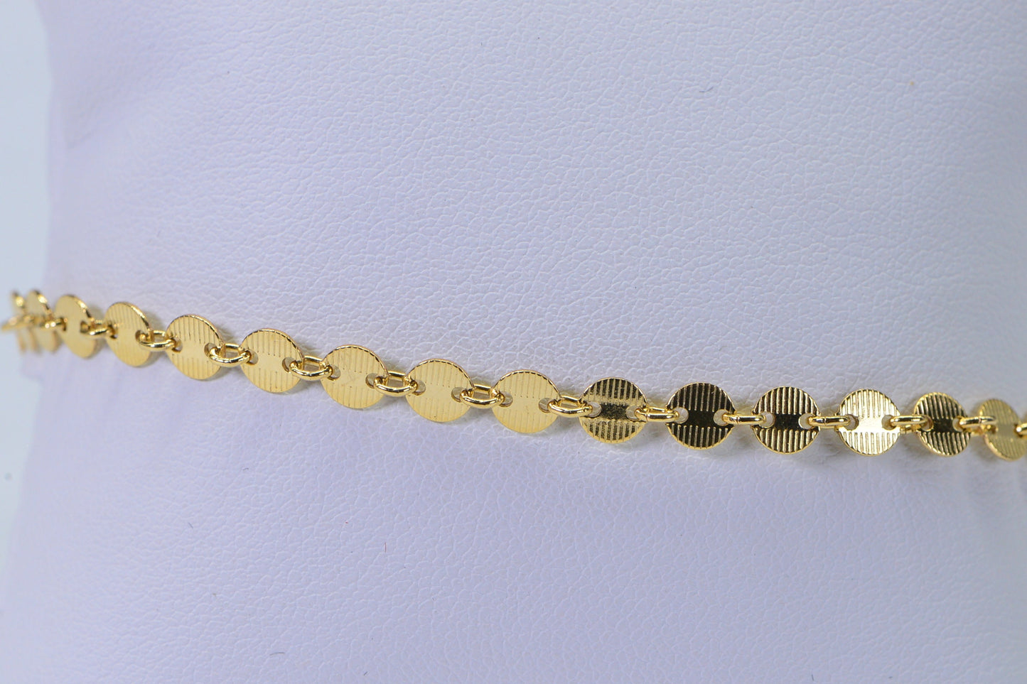 14K Yellow Gold Filled Coin Bracelet: Dainty Layering Chain
