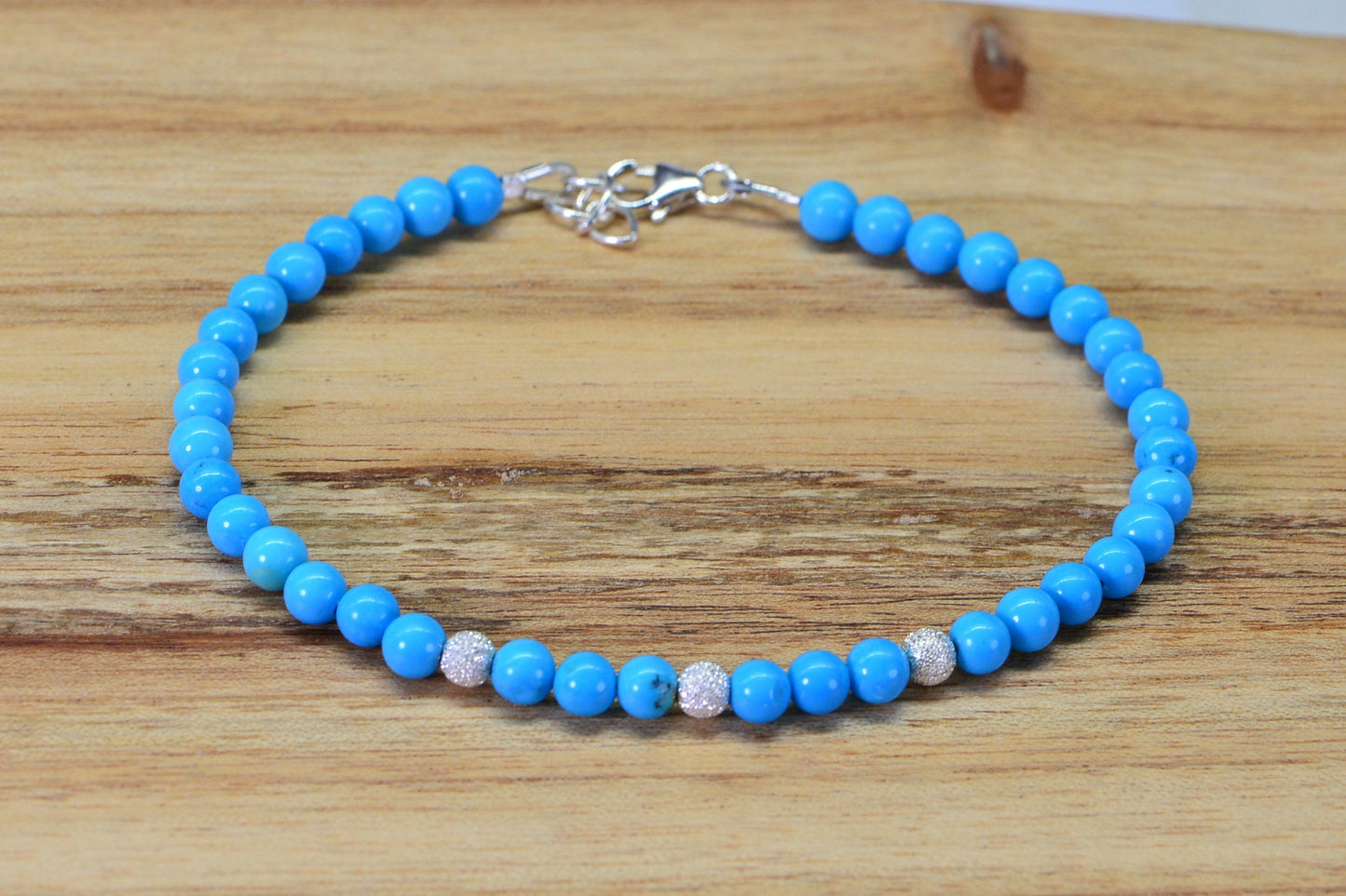 Sleeping Beauty Turquoise Bracelet: Sterling Silver, Baby Blue Healing Stone