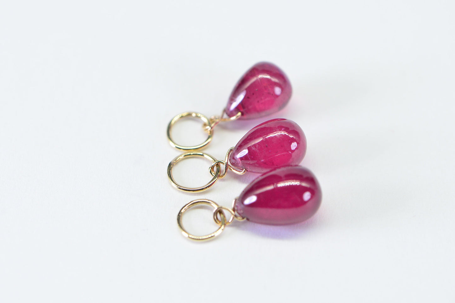 Handmade Raspberry Ruby Pendant: 14K Yellow Gold Wire Wrap, July Birthstone