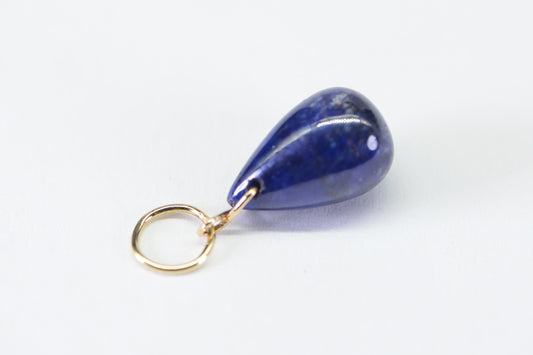 14K Solid Gold Sapphire Pendant: Simple Wire Wrapped Birthstone Jewelry