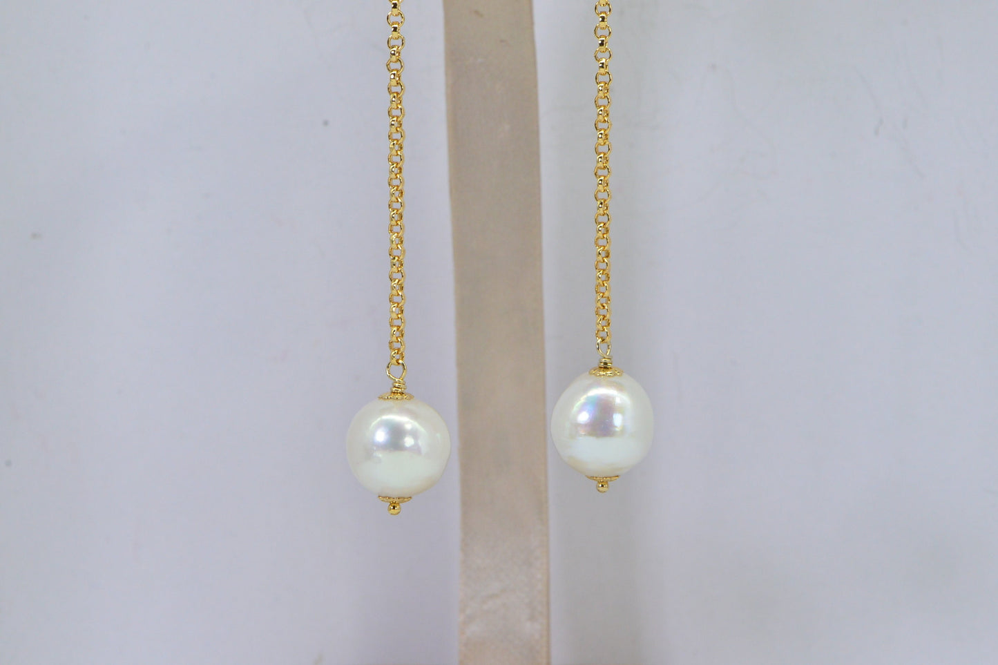 Akoya Pearl Drop Earrings: 14k Gold Filled Chain, Bridal Jewelry