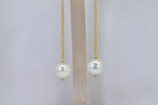 Akoya Pearl Drop Earrings: 14k Gold Filled Chain, Bridal Jewelry
