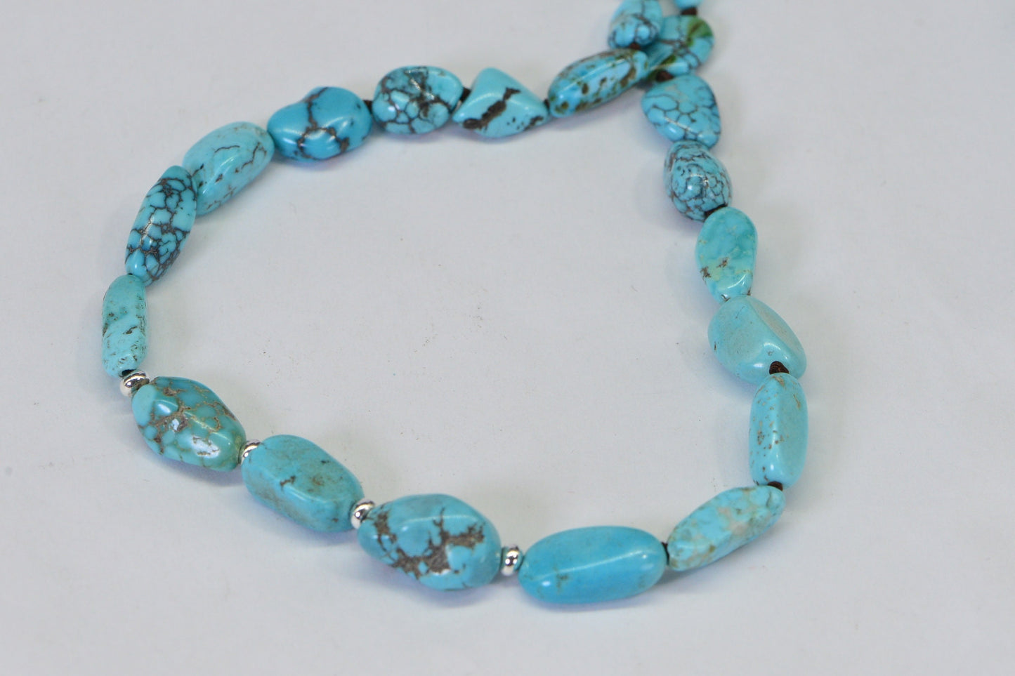 Natural Kingman Turquoise Nugget Necklace: Knotted Gemstone Jewelry