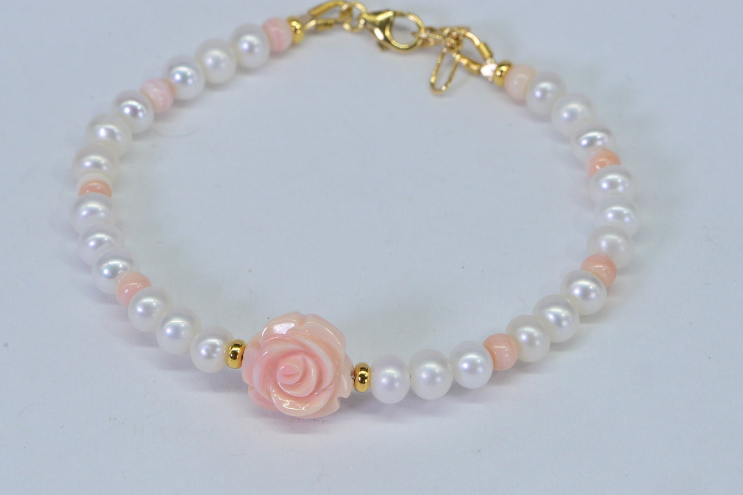 Pearl Flower Bracelet: Queen Conch Rose, 14K Gold-Filled Beads
