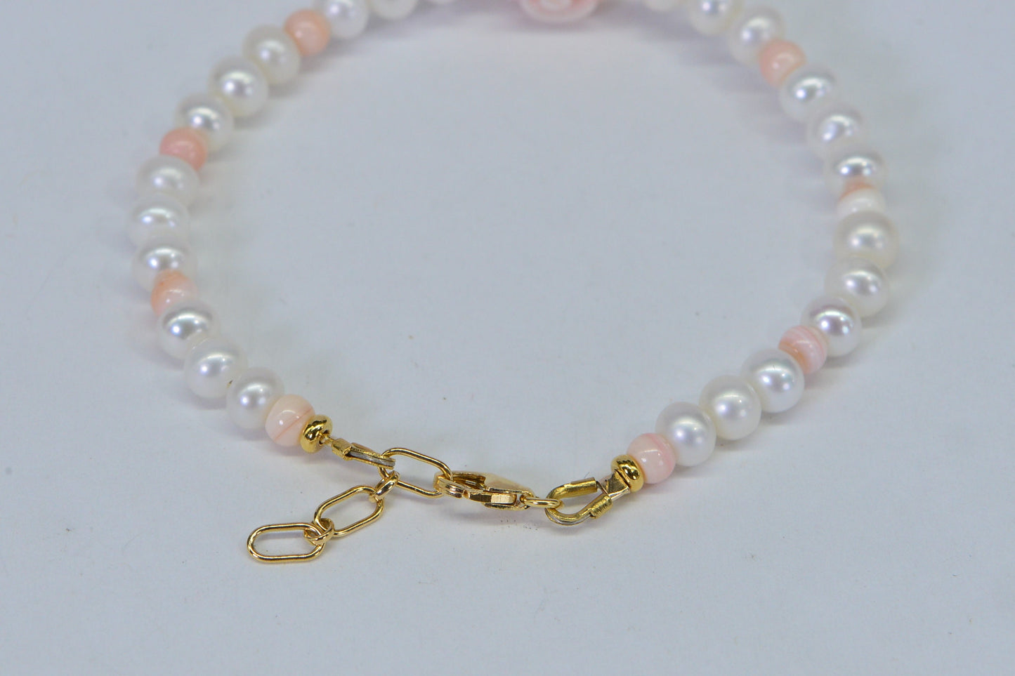 Pearl Flower Bracelet: Queen Conch Rose, 14K Gold-Filled Beads
