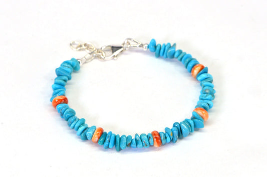 Sleeping Beauty Turquoise & Oyster Shell Bracelet - Sterling Silver