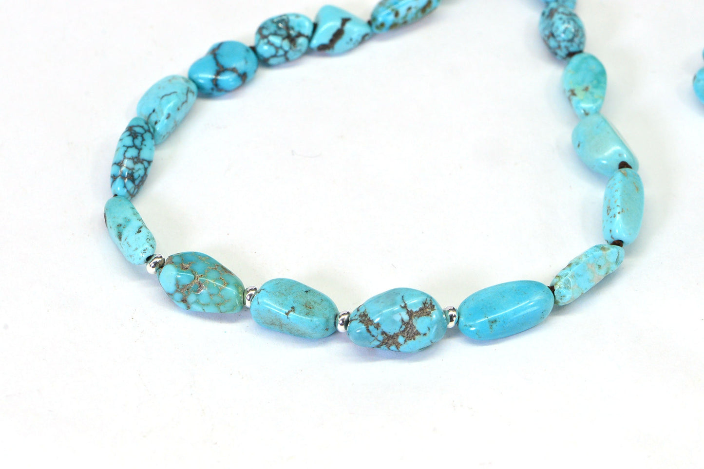 Natural Kingman Turquoise Nugget Necklace: Knotted Gemstone Jewelry