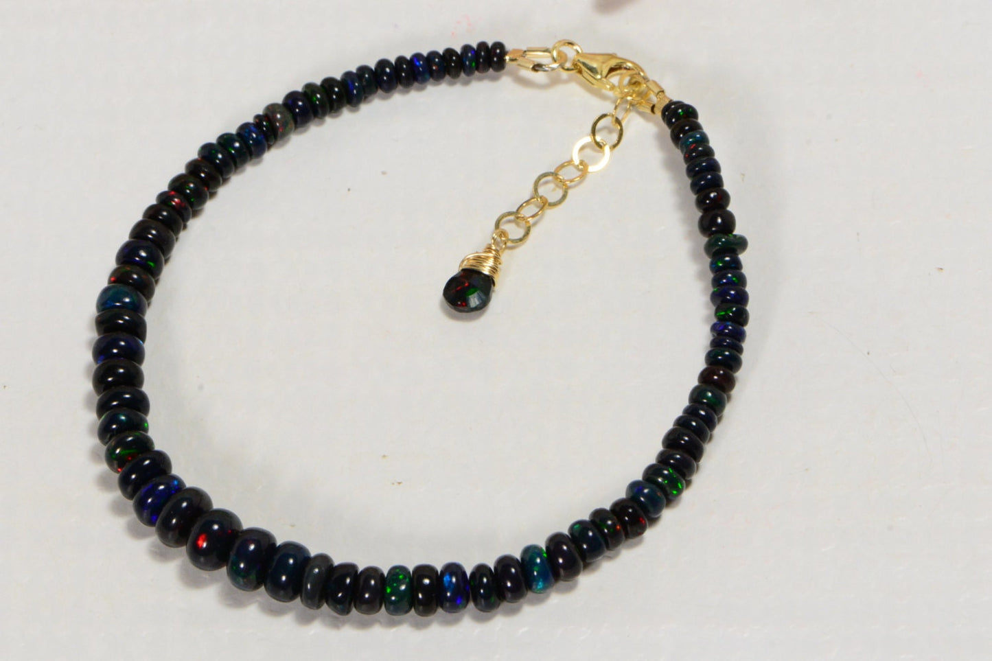 Ethiopian Black Opal Beaded Bracelet, 14K Gold Filled Jewelry
