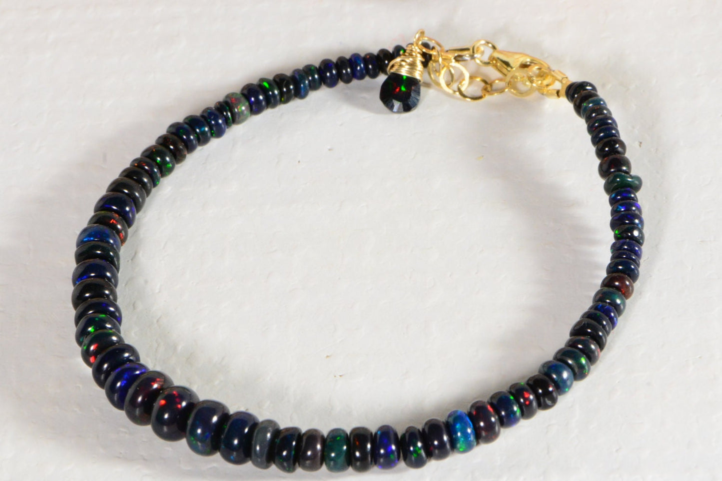 Ethiopian Black Opal Beaded Bracelet, 14K Gold Filled Jewelry