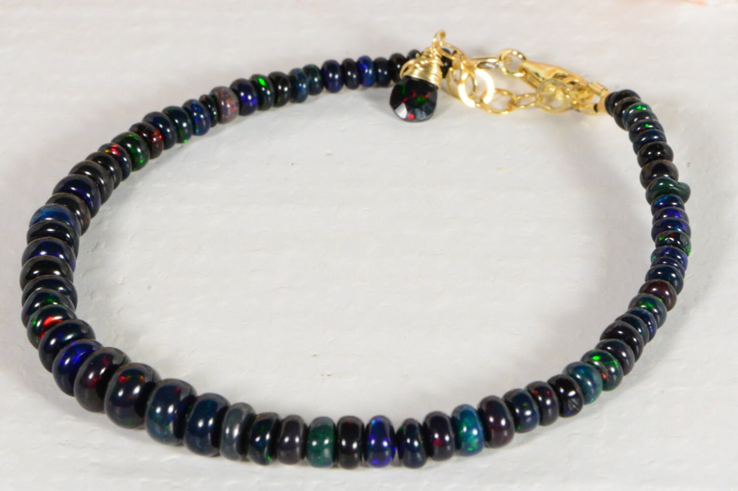 Ethiopian Black Opal Beaded Bracelet, 14K Gold Filled Jewelry