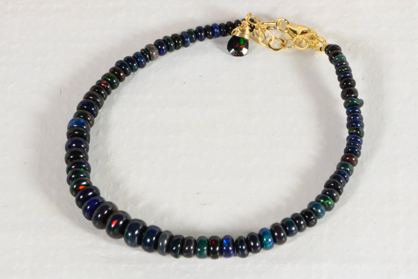 Ethiopian Black Opal Beaded Bracelet, 14K Gold Filled Jewelry